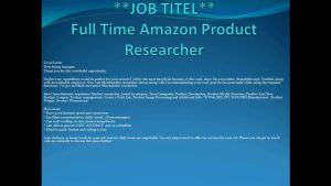 Read more about the article Amazon Product Researcher Job Description