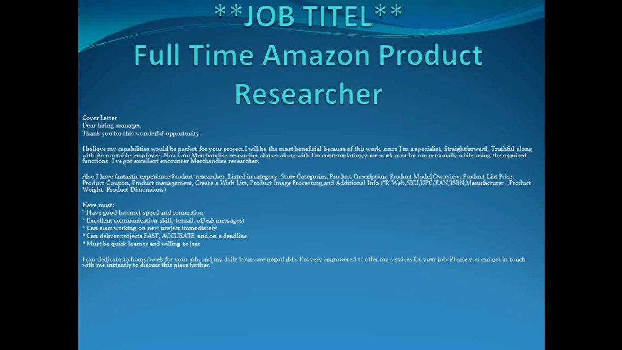 You are currently viewing Amazon Product Researcher Job Description